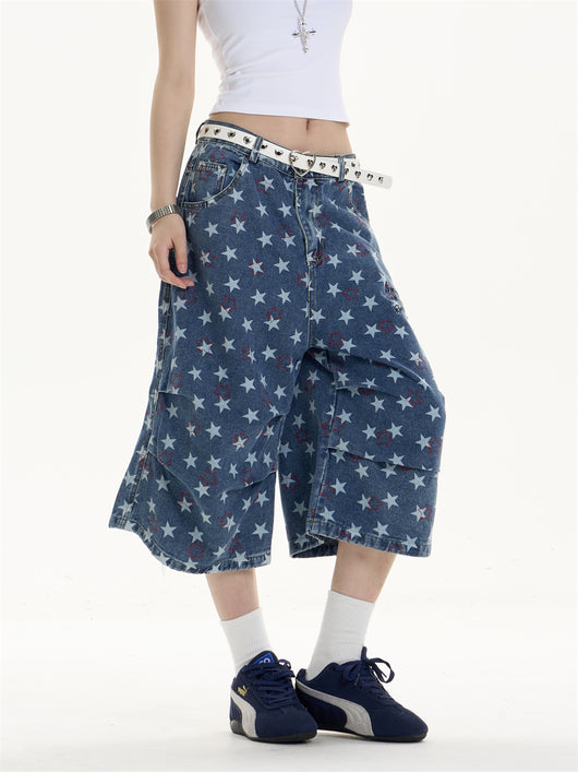 Pantalón Denim Estampado Crop Ancho y Suelto - Image 18