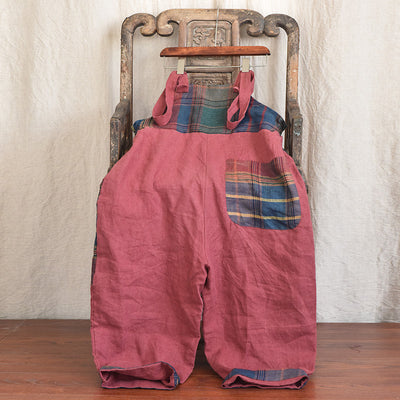 Pantalones de Lino con Tirantes y Patchwork Moderno - Image 16