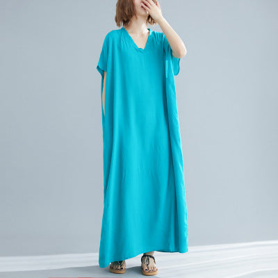 Vestido Bohemio Talla Grande para Mujer - Algodón Puro Cuello V - Image 10