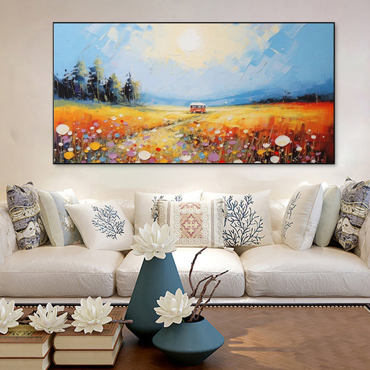 Cuadro Óleo Pintado a Mano - Paisaje Natural Grande para Sala de Estar