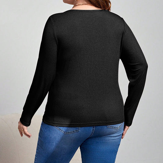 Blusa Ajustada de Manga Larga con Diseño Calado Elegante - Image 2