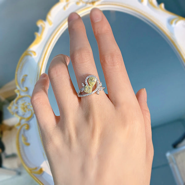 Anillo de Plata 925 con Diamante Amarillo - Diseño Minimalista