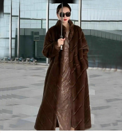 Abrigo de Piel Sintética para Mujer - Elegante Largo Medio Invierno - Image 24
