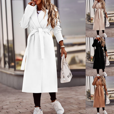 Abrigo de Lana con Cordones y Cuello en V para Otoño e Invierno - Image 11