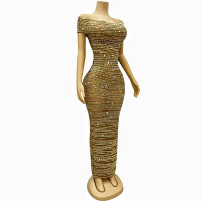 Vestido de Noche Brillante con Cristales Rhinestone - Traje de Gala Elegante - Image 9