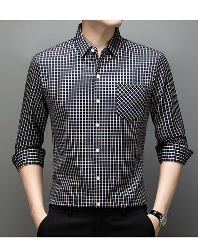 Camisa de Cuadros Manga Larga para Hombre - Primavera y Otoño - Image 14