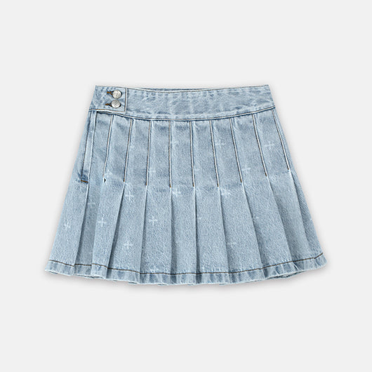 Falda Plisada Denim Vintage Desgastado - Image 6