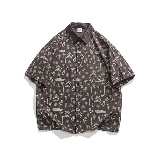 Camisa Suelta Estilo Japonés con Estampado Shell y Solapa - Image 9