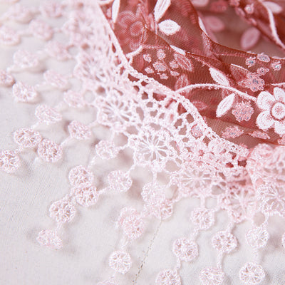 Pañuelo de Seda con Encaje Hueco y Rosa Quemada Triángulo - Image 26