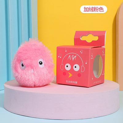 Three plush interactive cat toy balls in blue, yellow, and pink, each with cartoon eyes, shown with a size measurement. - Image 8