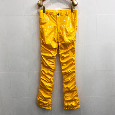 Pantalones de Cuero Plisados Acampanados Mirror Fit para Hombre y Mujer - Image 17