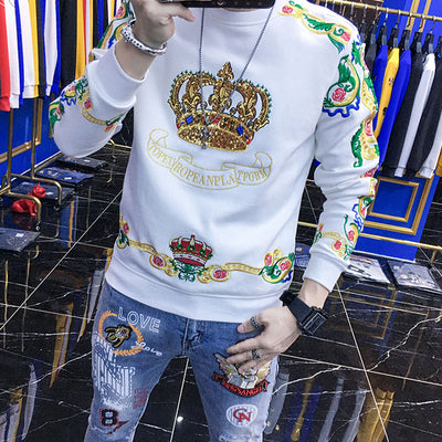 Suéter Holgado de Manga Larga con Bordado de Corona - Estilo Tendencia - Image 3