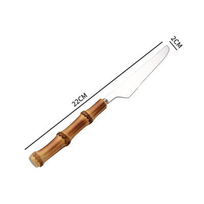 Juego de Cubiertos para Carne Bambú con Acero Inoxidable 304 - Image 5