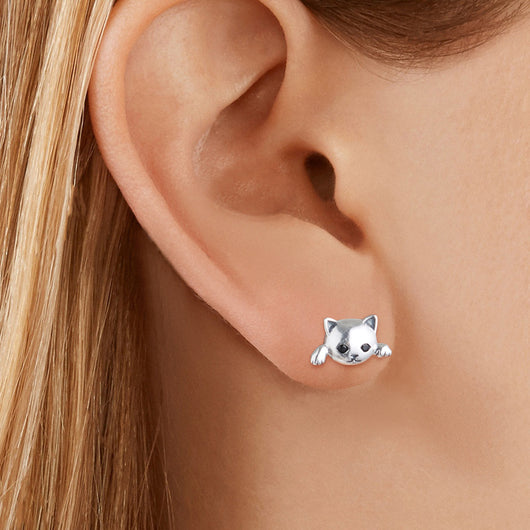 Aretes de Plata Esterlina con Diseño de Gatos Adorables Europeos y Americanos - Image 3