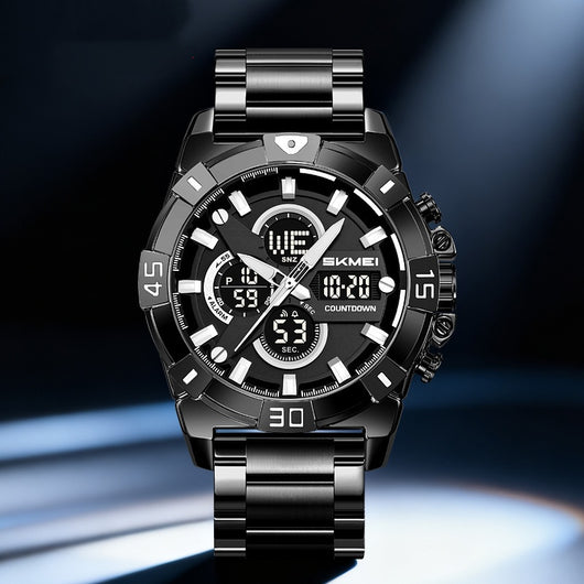 Reloj Cronógrafo Deportivo Electrónico para Hombre con Correa de Acero - Image 2