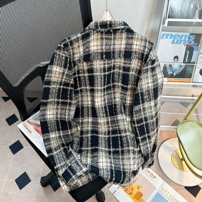 Chaqueta Camisa de Lana a Cuadros con Botones para Hombre - Image 3