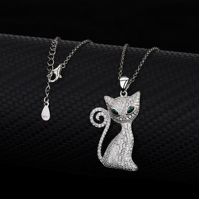 Collar Gato Ojos Verdes en Plata - Diseño Europeo - Image 10