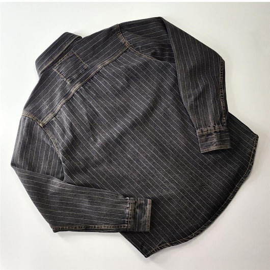 Camisa Denim Vintage Lavada para Hombre - Estilo Casual Americano - Image 9