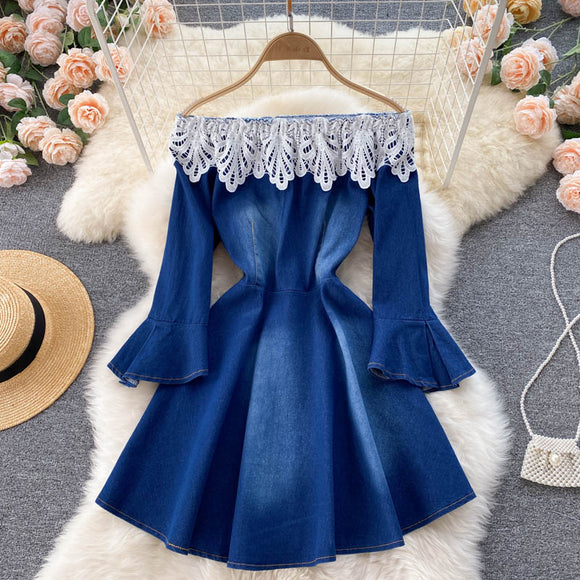 Vestido Denim Asimétrico con Costura Decorativa