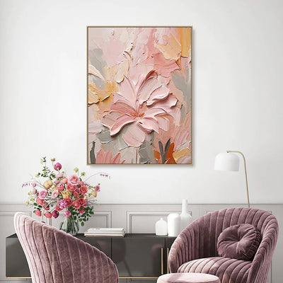 Cuadro Abstracto Flores Óleo Texturizado 3D Decoración Moderna para Hogar