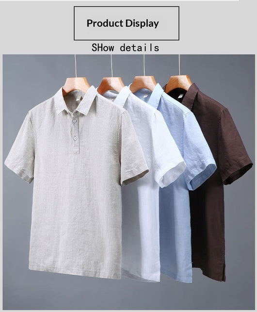 Camisa de Lino Puro para Hombre con Cuello Italiano - Image 15