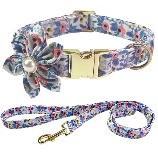 Collar Correa para Perro Mediano y Grande con Letras Personalizadas y Diseño Floral Metálico - Image 16