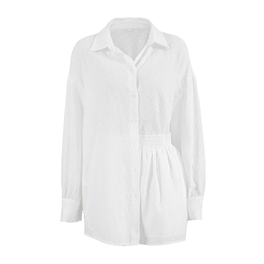 Conjunto Suelto de Shorts y Blusa Jacquard para Mujer - Image 5
