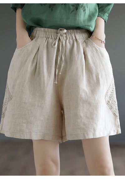 Pantalón Lino Ancho Cintura Alta con Encaje - Comodidad y Estilo Casual - Image 11
