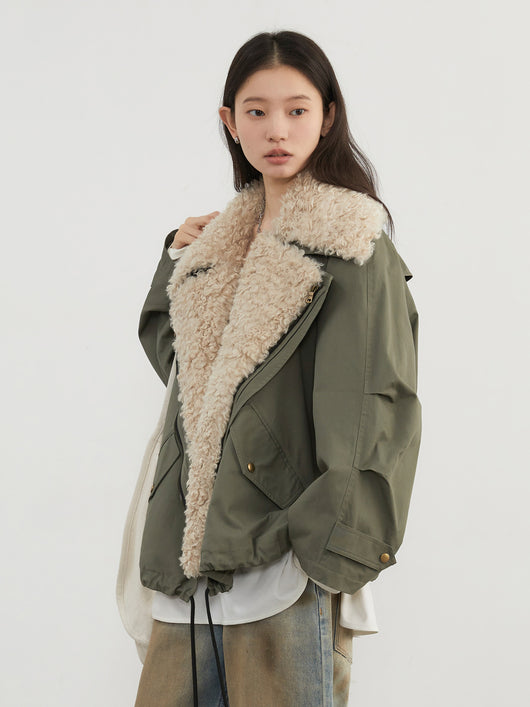 Chaqueta Retro con Cuello de Piel para Mujer - Image 9