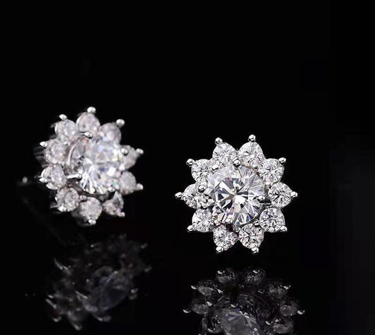 Aretes Girasol para Parejas con Diamante Solitario - Image 10