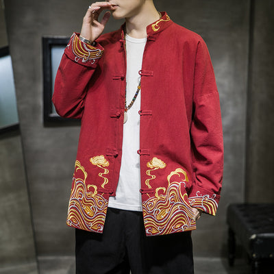 Túnica Bordada Hanfu Retro Rojo - Estilo Juventud Marca Tide - Image 3