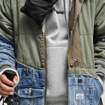 Chaqueta Denim Patchwork Desgastada para Hombre - Image 5