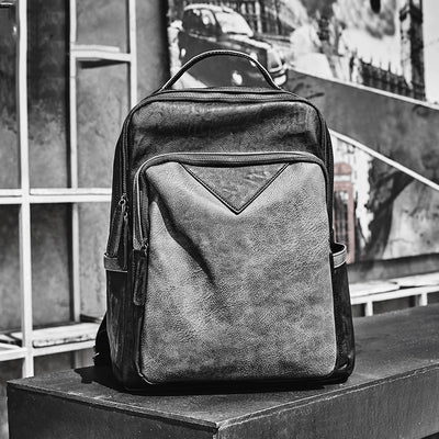 Mochila Escolar Impermeable de Cuero PU Negro para Hombre - Image 13