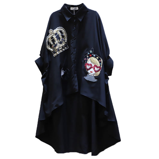 Blusa Asimétrica con Parches de Lentejuelas - Manga Corta - Image 5