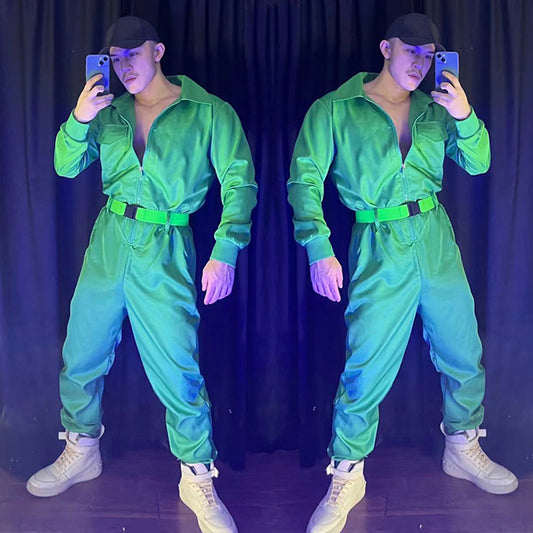 Traje Hip Hop para Cantante Unisex - Estilo Discoteca Verde