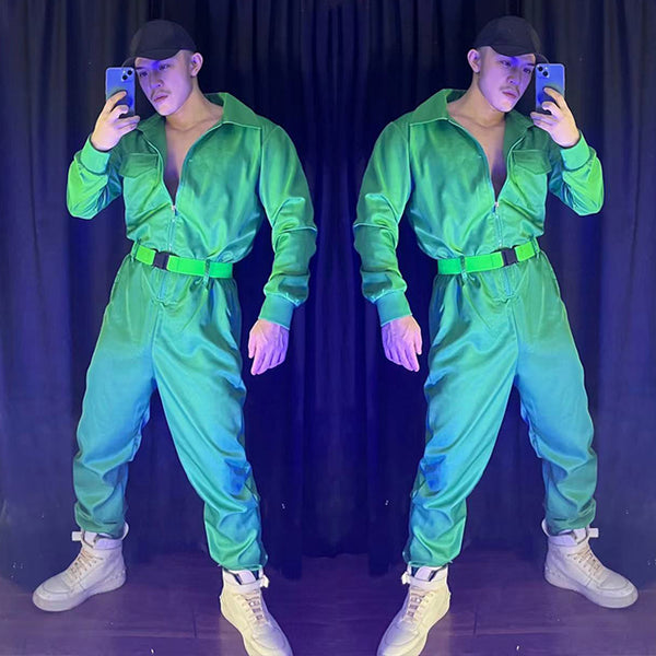 Traje Hip Hop para Cantante Unisex - Estilo Discoteca Verde