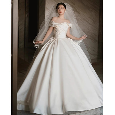 Vestido de Novia Satinado Hombros Descubiertos - Image 7