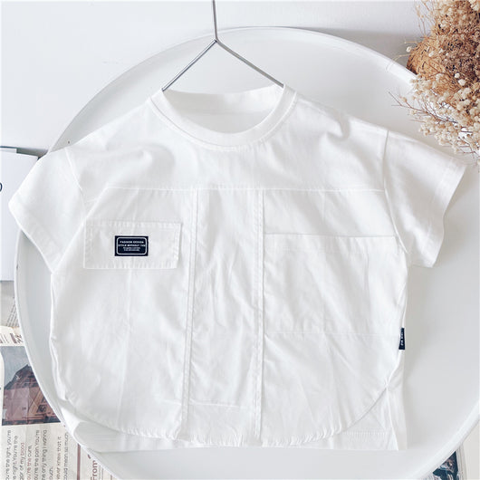 Playera Blanca de Manga Corta para Niño - Comodidad de Verano