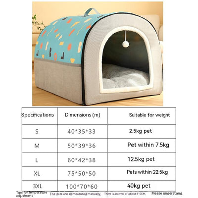 Casa Cama para Mascotas Desmontable con Patrón Geométrico Bicolor - Image 5