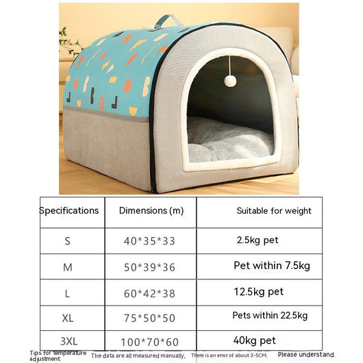 Casa Cama para Mascotas Desmontable con Patrón Geométrico Bicolor - Image 5