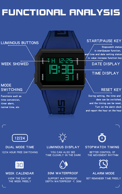 Reloj Cuadrado Luminoso Versátil - Diseño Moderno para Cualquier Ocasión - Image 20