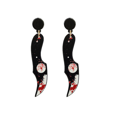 Aretes de Hacha Ensangrentada Halloween - Diseño Acrílic Retro