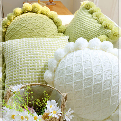 Funda de Cojín Tejido Verde Menta con Borlas - Almohada Decorativa Moderna para Sofá y Cama - Image 25