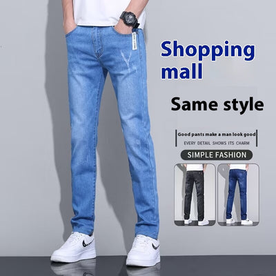 Pantalones Vaqueros Azul Lavado Slim Fit para Hombre - Estilo Primavera Otoño - Image 12
