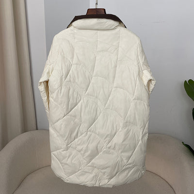 Abrigo Retro de Plumón de Pato Blanco para Mujer - Corte Holgado con Cuello Mao - Image 21