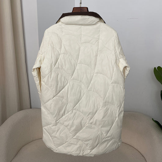 Abrigo Retro de Plumón de Pato Blanco para Mujer - Corte Holgado con Cuello Mao - Image 21