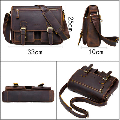 Bolsa Cruzada de Cuero Crazy Horse Estilo Retro para Hombre - Image 12