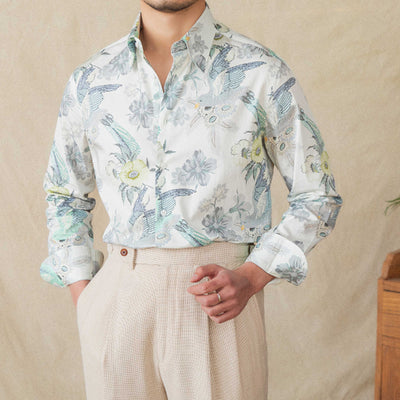 Camisa de Algodón Estampada Manga Larga para Hombre - Image 8