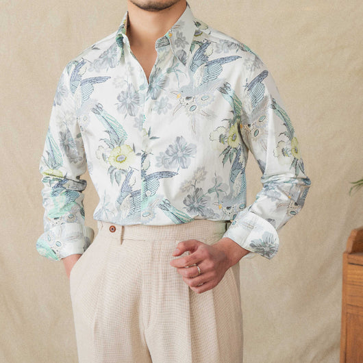 Camisa de Algodón Estampada Manga Larga para Hombre - Image 8