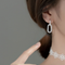 Design Sense Geometric Diamond-studded Ellipse One Type Two Ear Jewelry Plateado